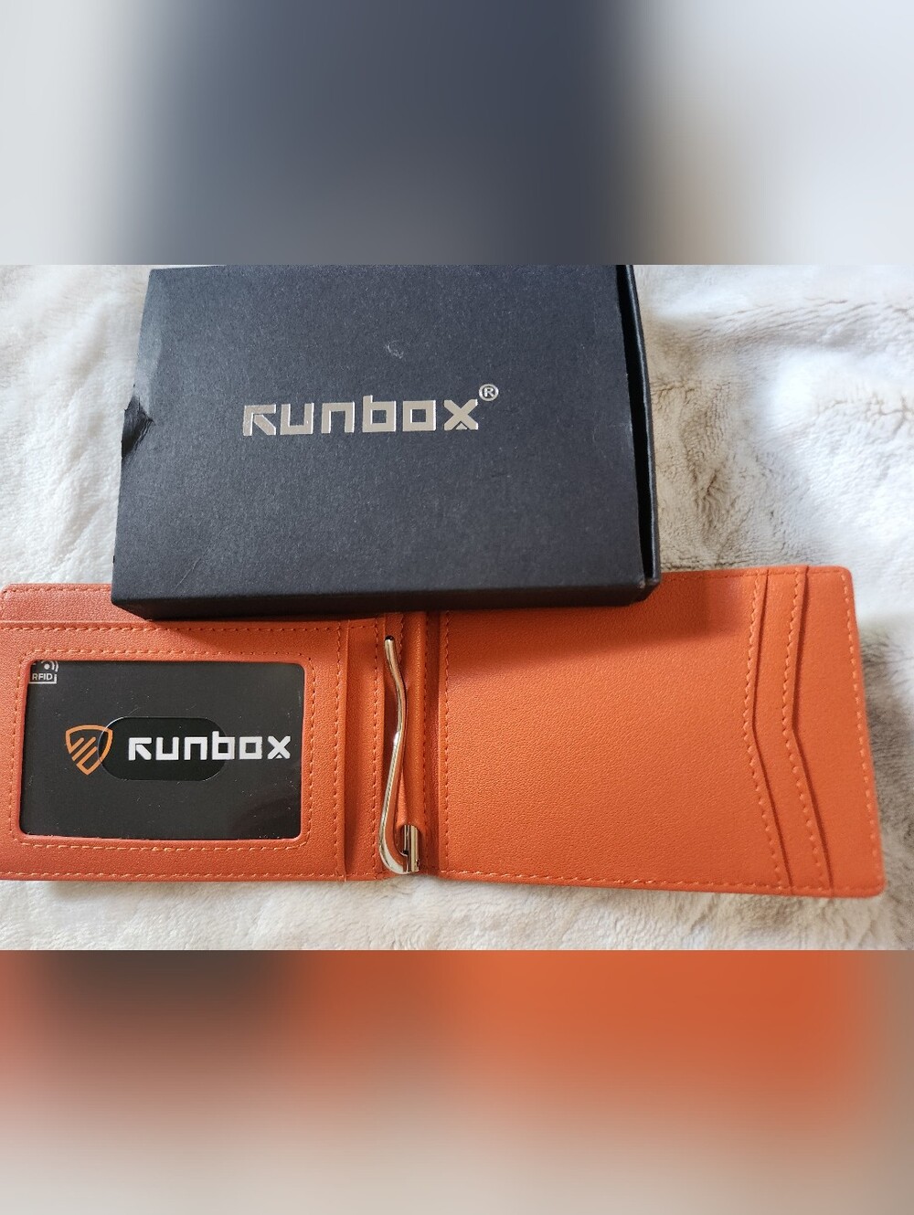 Runbox Black And Orange Faux Leather Money Clip Wallet